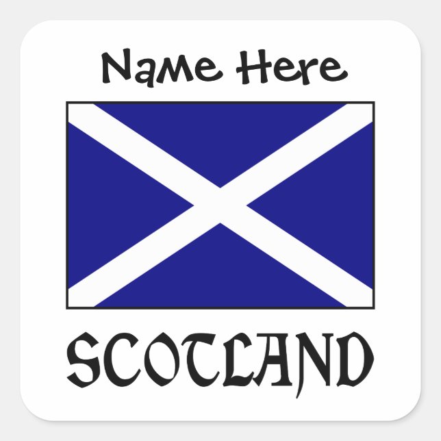 Scotland and Scot Flag Personalised Square Sticker (Front)