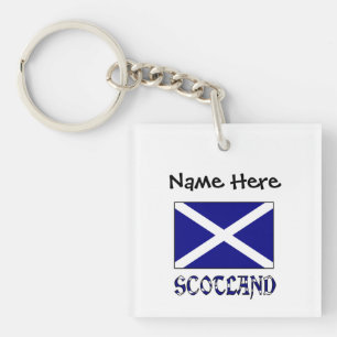 Scotland and St. Andrew Cross Flag Personalised Key Ring