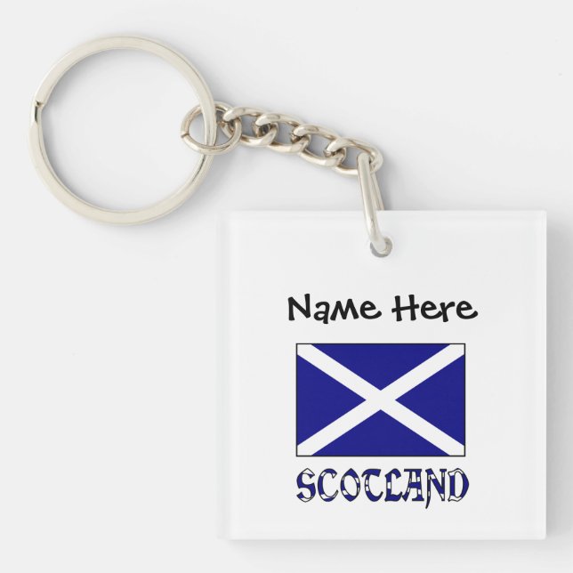 Scotland and St. Andrew Cross Flag Personalised  Key Ring (Front)