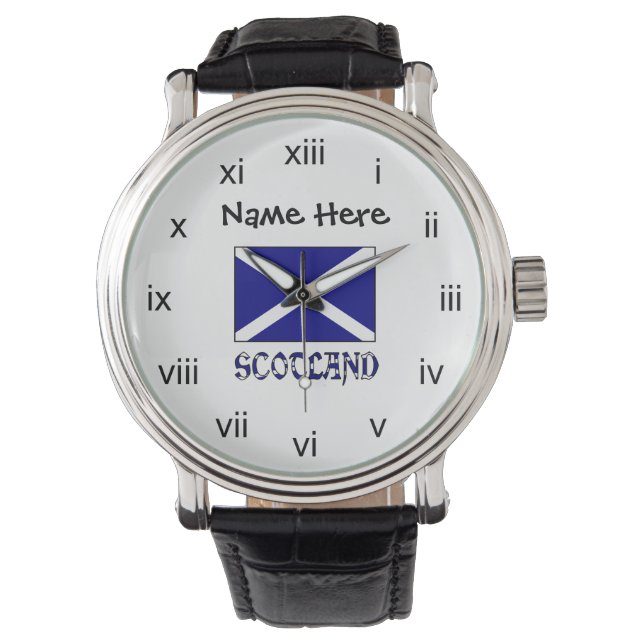 Scotland and St. Andrew Cross Flag Personalized  Watch (Front)