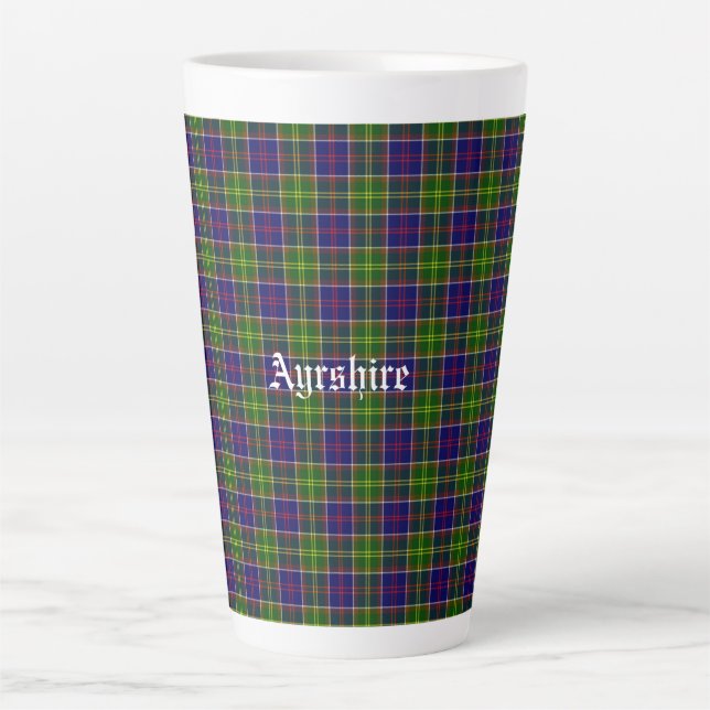 Scotland Ayrshire District Tartan Latte Mug (Front)