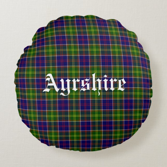Scotland Ayrshire District Tartan Round Cushion (Front)