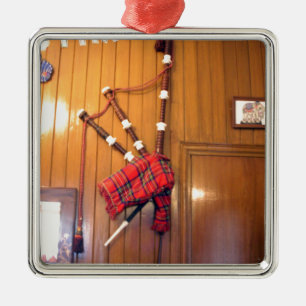 Scotland Bagpipe Tartan Plaid Musical Instrument Metal Tree Decoration