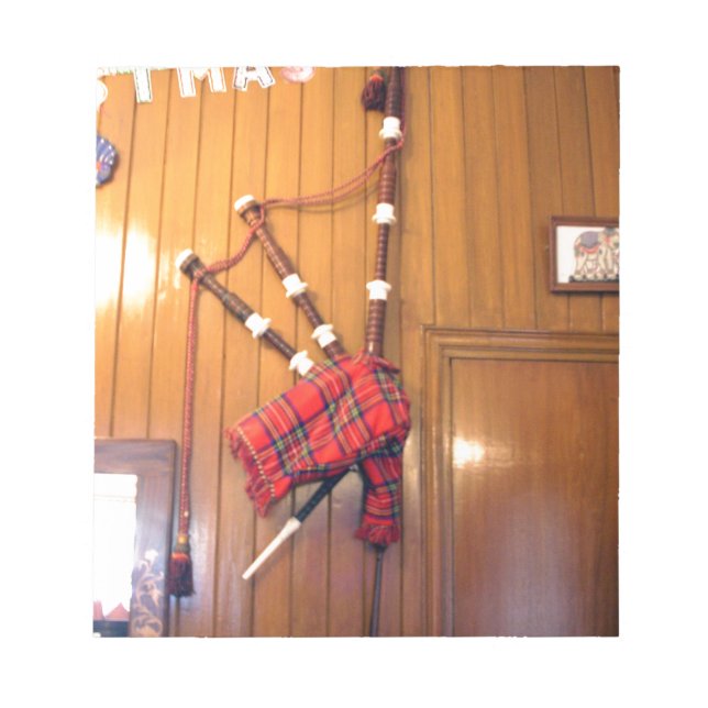 Scotland Bagpipe Tartan Plaid Musical Instrument Notepad (Front)