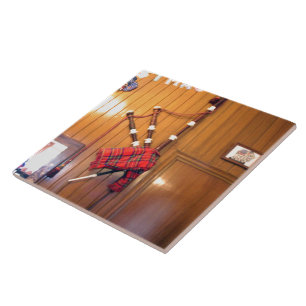 Scotland Bagpipe Tartan Plaid Musical Instrument Tile