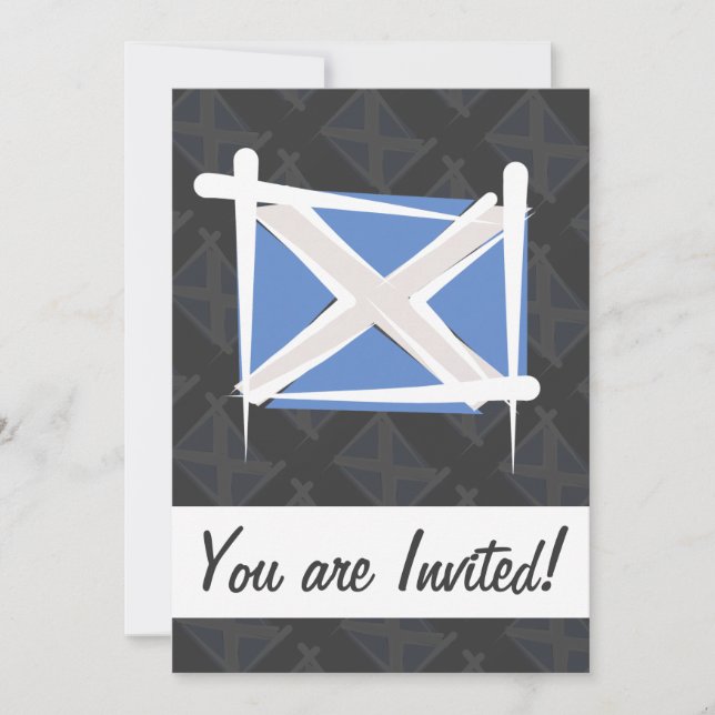 Scotland Brush Flag Invitation (Front)