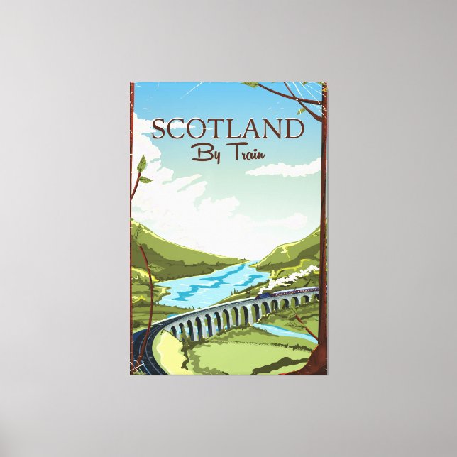 Scotland By train locomotive Travel poster Canvas Print (Front)