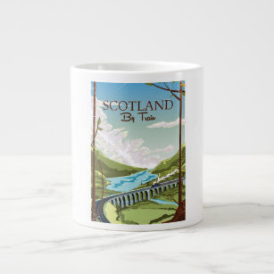 Scotland By train locomotive Travel poster Large Coffee Mug