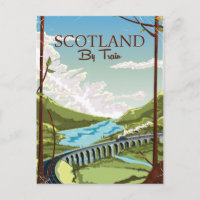 Scotland By train locomotive Travel poster