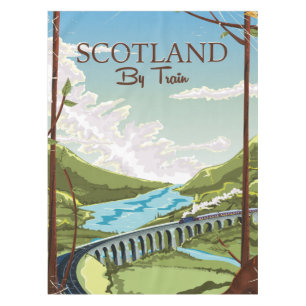 Scotland By Train vintage Travel poster Tablecloth