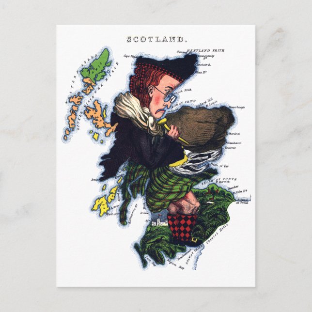 Scotland Caricature Map Postcard (Front)