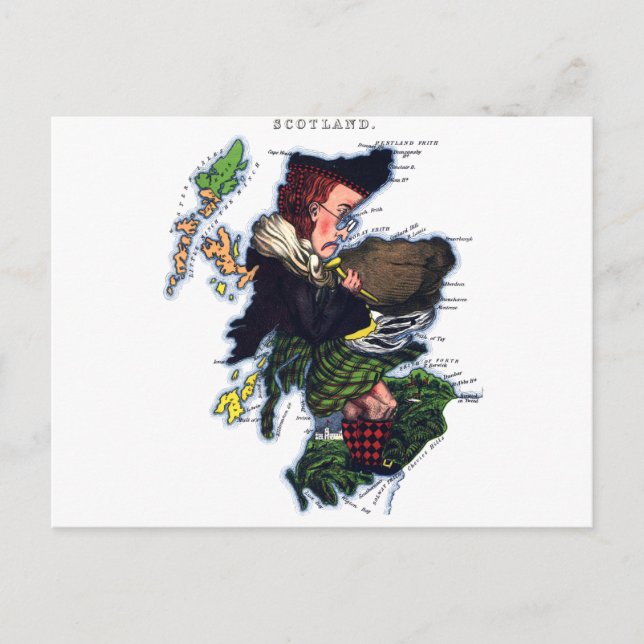 Scotland Caricature Map Postcard (Front)