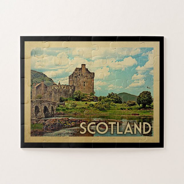 Scotland Castle Vintage Travel Jigsaw Puzzle (Horizontal)