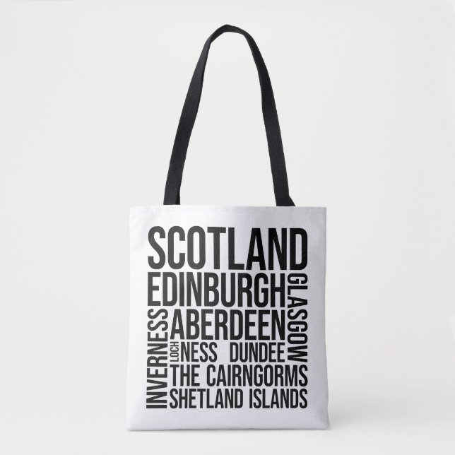 Scotland Cities Word Art - Edinburgh Travel Tote Bag (Front)