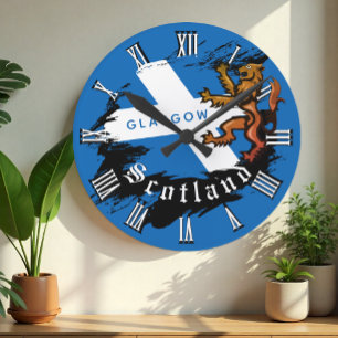 Scotland Clock, Rampant, Modern Scottish Flag Round Clock