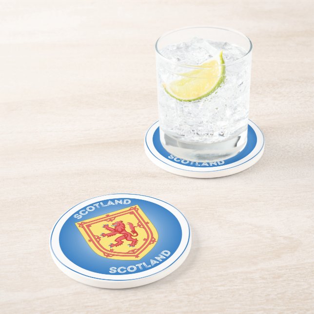 Scotland Coat of Arms Circle Shape Coaster (Side)