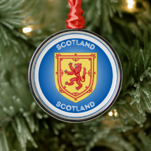 Scotland Coat of Arms Circle Shape Metal Tree Decoration