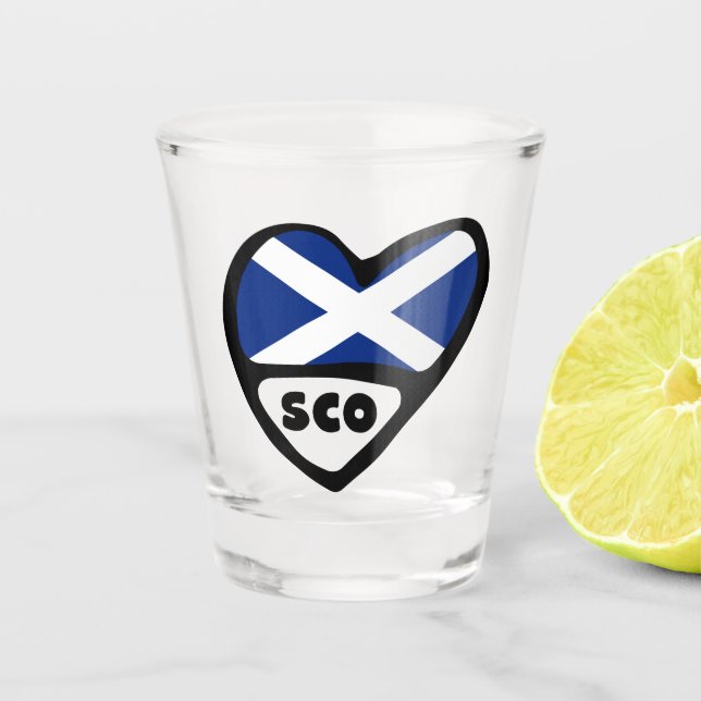 Scotland Country Code Flag Heart, SCO Shot Glass (Front)