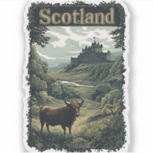 Scotland Design: Highland Cow, Castle, and Scenery