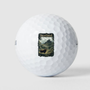 Scotland Design: Highland Cow, Castle, and Scenery Golf Balls