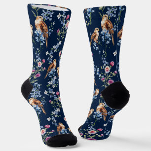 Scotland Eagle Thistle Bluebell Floral Pattern  Socks