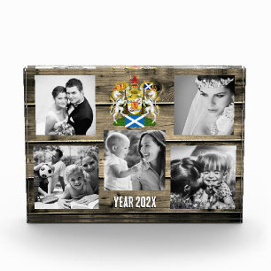 Scotland family photo block, Scottish flag, wood