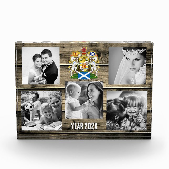 Scotland family photo block,  Scottish flag, wood (Front)