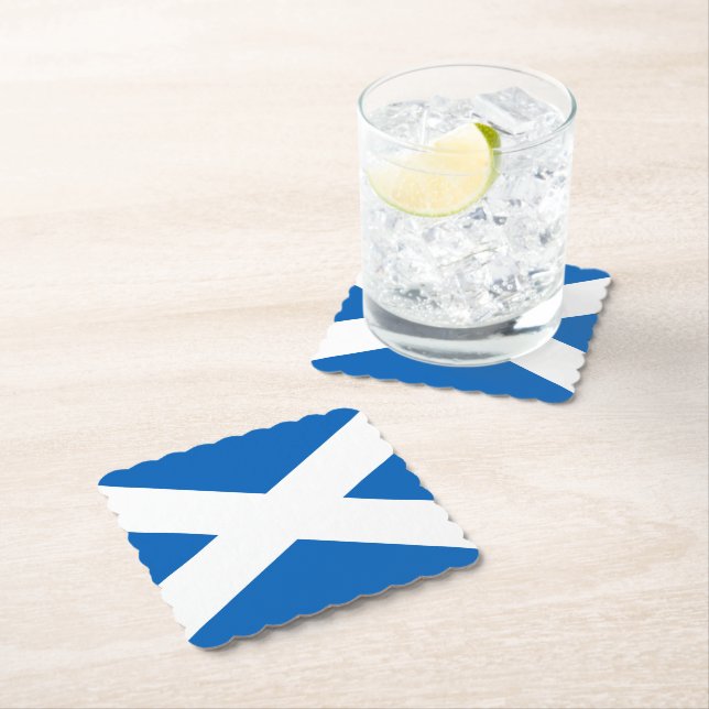 SCOTLAND FLAG BLUE WHITE CROSS T-Shirt Paper Coaster (Insitu)