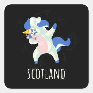 Scotland Flag Dabbing Unicorn Square Sticker