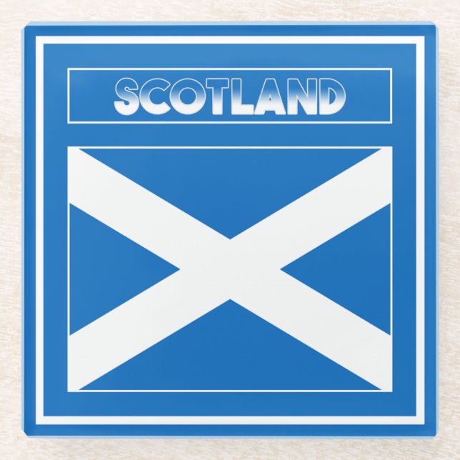 Scotland Flag Glass Coaster (Front)