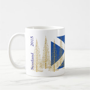 Scotland Flag Gold Christmas Trees Mug