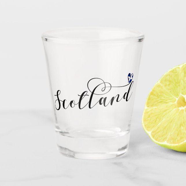 Scotland Flag in Heart, Scottish Saltire Shot Glass (Front)