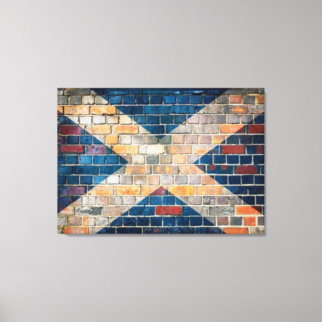 Scotland flag on a brick wall canvas print (Front)