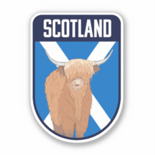 Scotland Flag with Highland Cow - Scotland Travel