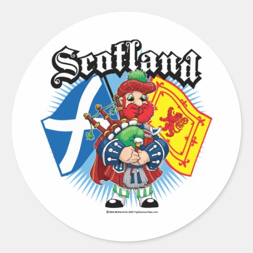 Image of Scotland Flags and Piper Classic Round Sticker