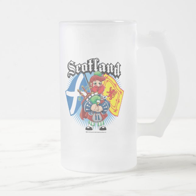 Scotland Flags and Piper Frosted Glass Beer Mug (Right)