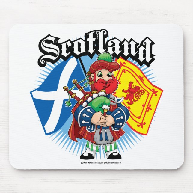 Scotland Flags and Piper Mouse Mat (Front)