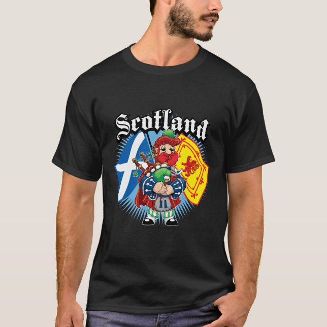 Scotland Flags and Piper T-Shirt (Front)