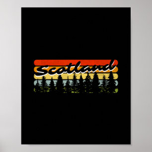 Scotland Forest Sunset Trees Cabin Theme Vacation  Poster