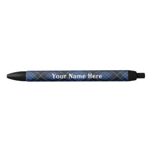 Scotland Forever Blue & Black Clergy Tartan Black Ink Pen