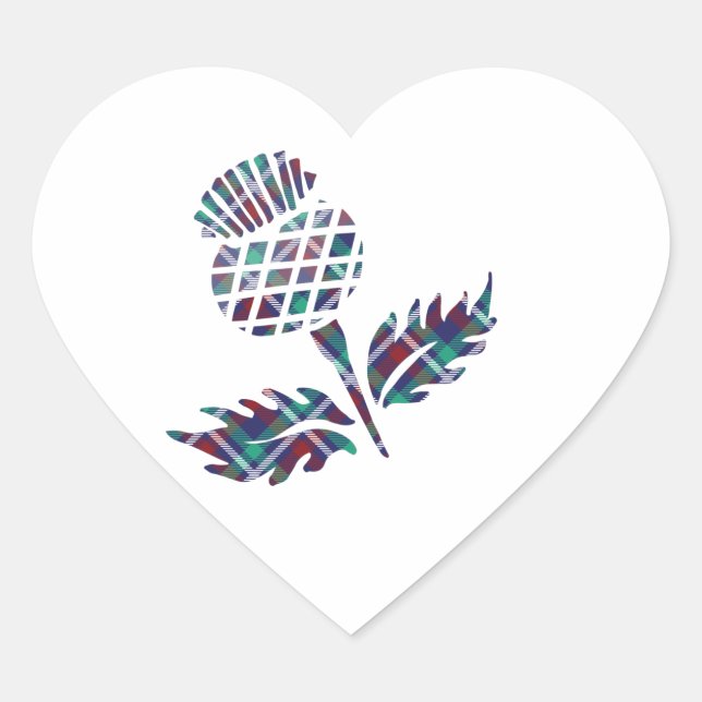 Scotland Gifts Scottish Thistle Tartan Plaid Gift Heart Sticker (Front)