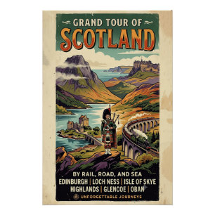 Scotland Grand Tour Retro Travel Poster