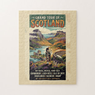 Scotland Grand Tour Retro Travel Poster Jigsaw Puzzle