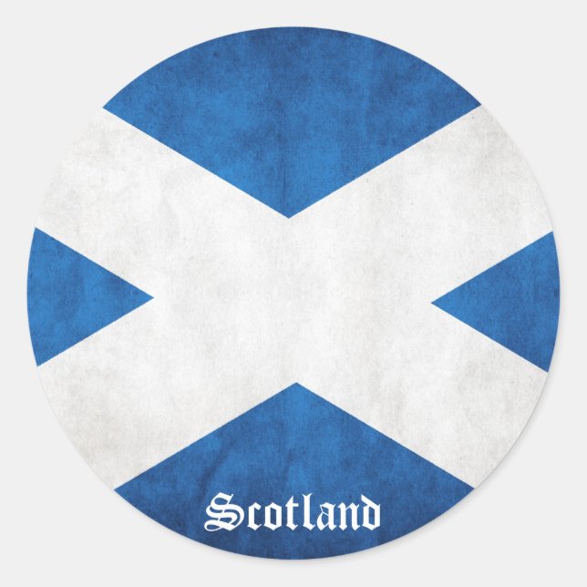 Scotland Grunge Flag Classic Round Sticker (Front)