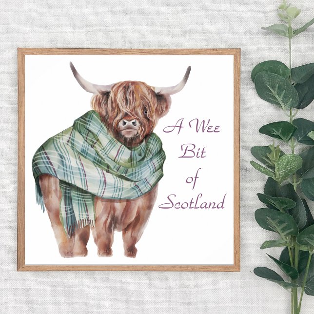 Scotland Highland Cow in Tartan Plaid Animal Art  Poster (Creator Uploaded)