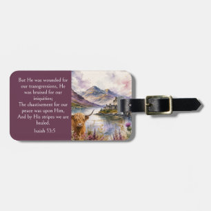 Scotland Highlands Aesthetic, Isaiah 53:5 Bible  Luggage Tag