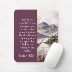 Scotland Highlands Aesthetic, Isaiah 53:5 Bible Mouse Mat