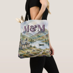 Scotland Highlands Aesthetic, Monogram Modern Tote Bag