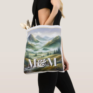 Scotland Highlands Aesthetic, Monogram Modern Tote Bag