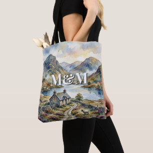 Scotland Highlands Aesthetic, Monogram Modern Tote Bag
